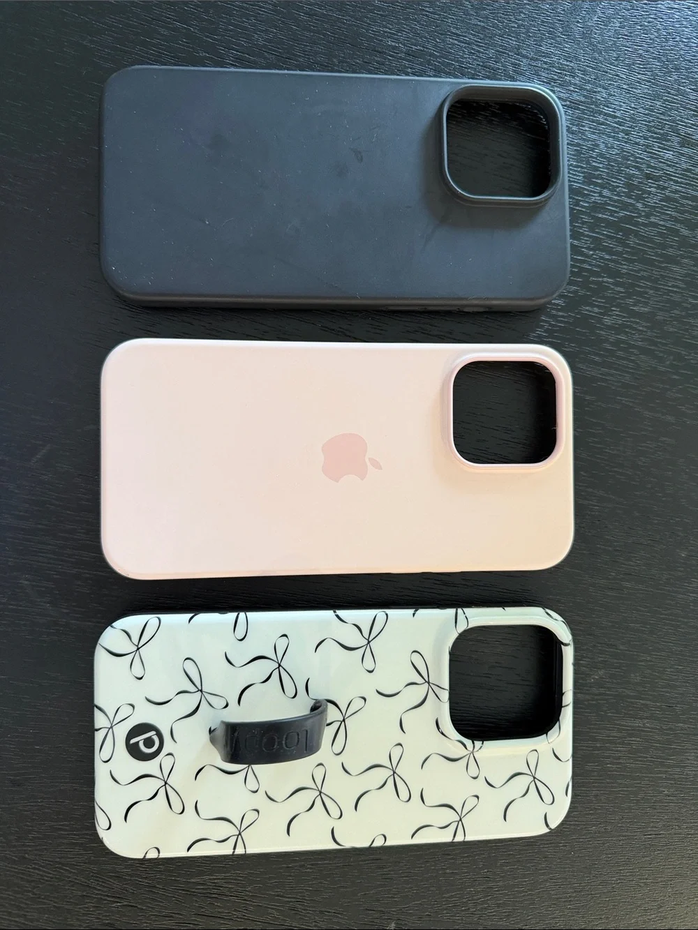 Apple iPhone Case Bundle — Black, Light Pink & White Patterned